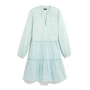 Vineyard Vines Silk Blend Blue Green Floral Tiered Ruffle Dress Size XL